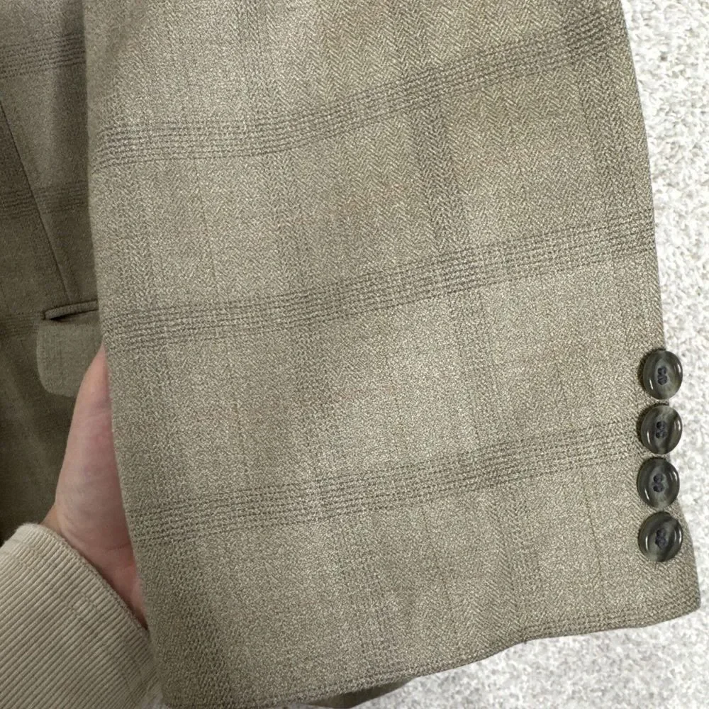 Donald Trump‎ Signature Collection Suit Jacket Mens 44L Tan Plaid Wool/Silk